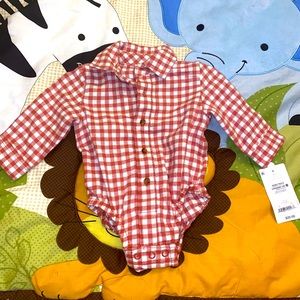 Plaid button down onesie with tag size 3m